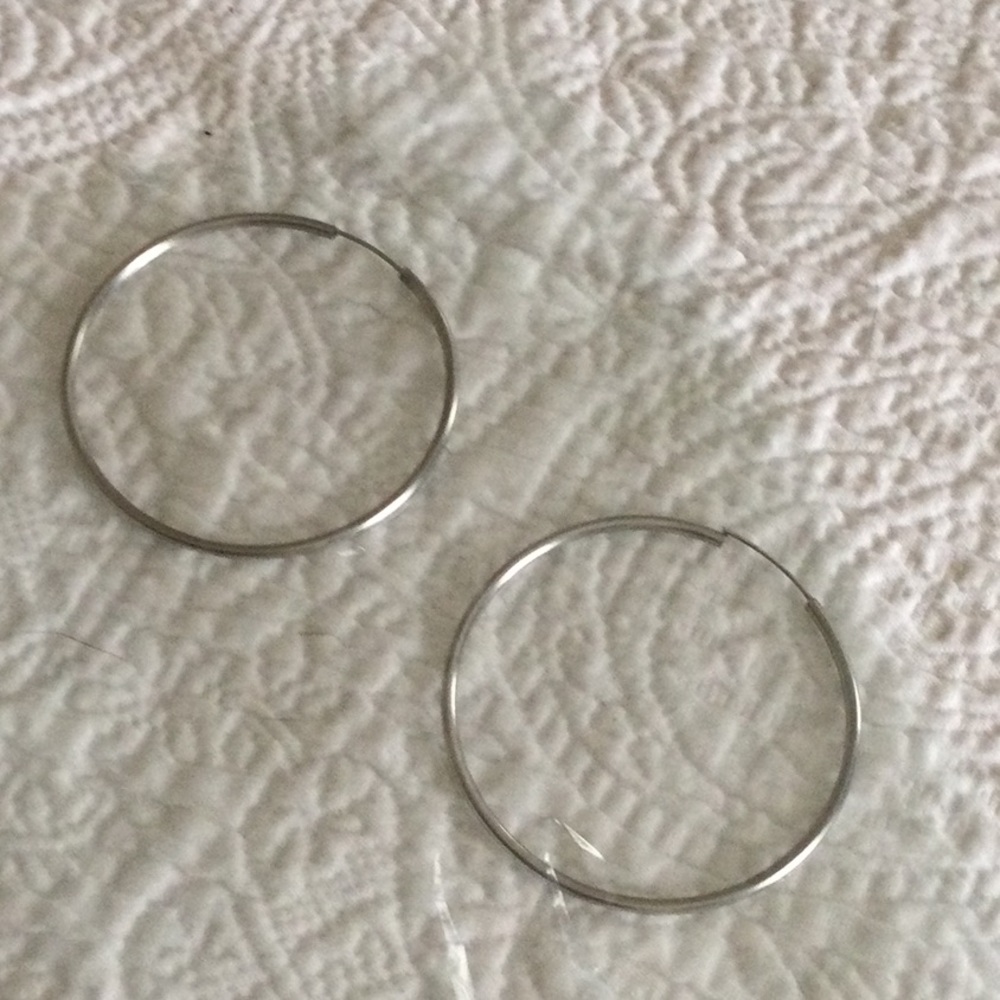 Thin Silver Hoop Earrings